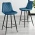 Cesano Bar Stool Set of 2 - Navy, Velvet