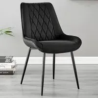 Cesano Set of 2 Dining Chairs - Black, Velvet