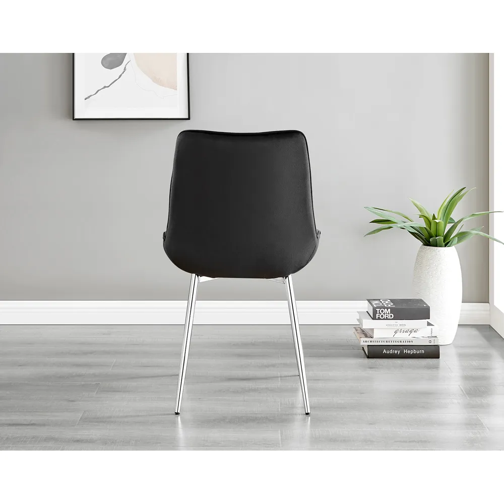 Cesano Set of 2 Dining Chairs - Black, Velvet