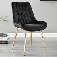 Cesano Set of 2 Dining Chairs - Black, Velvet