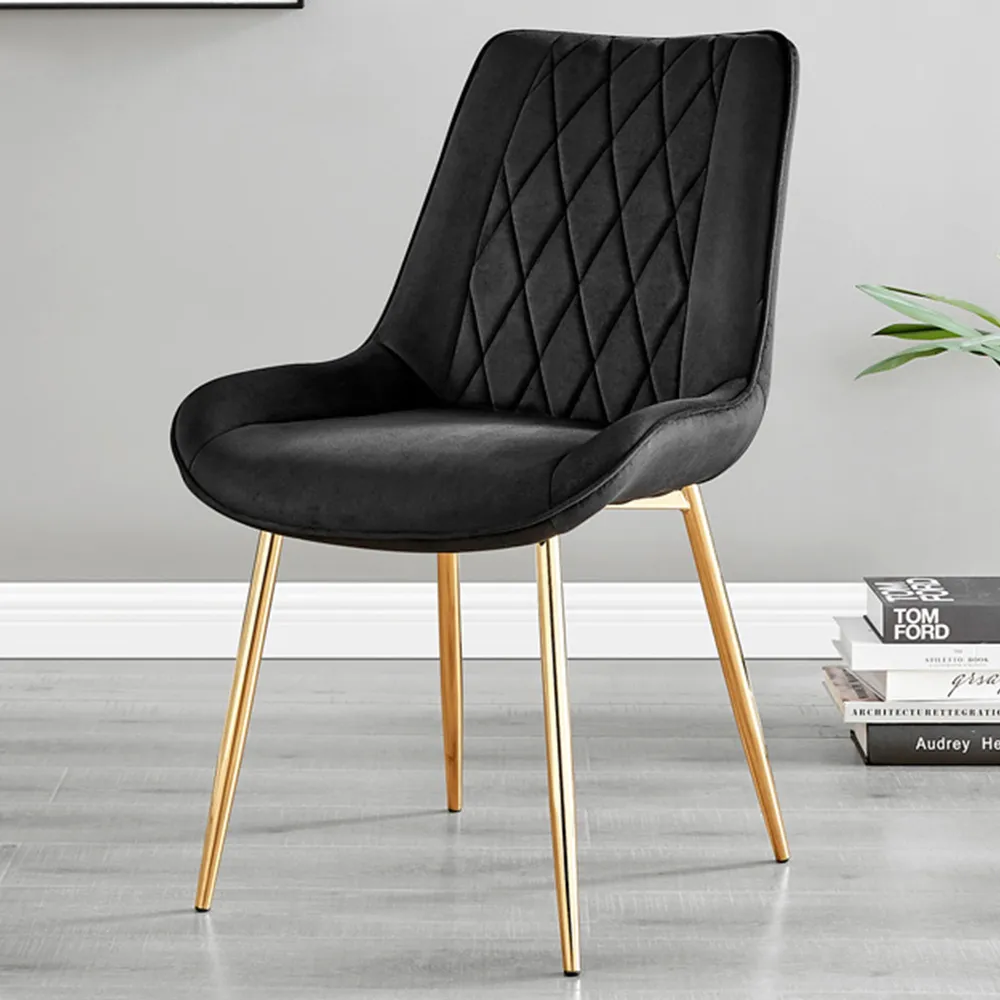 Cesano Set of 2 Dining Chairs - Black, Velvet