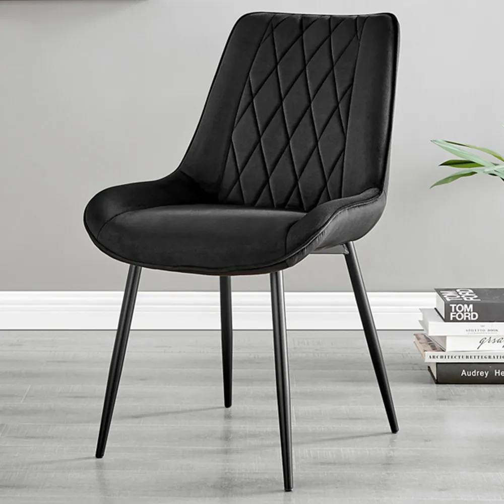 Cesano Set of 2 Dining Chairs - Black, Velvet image