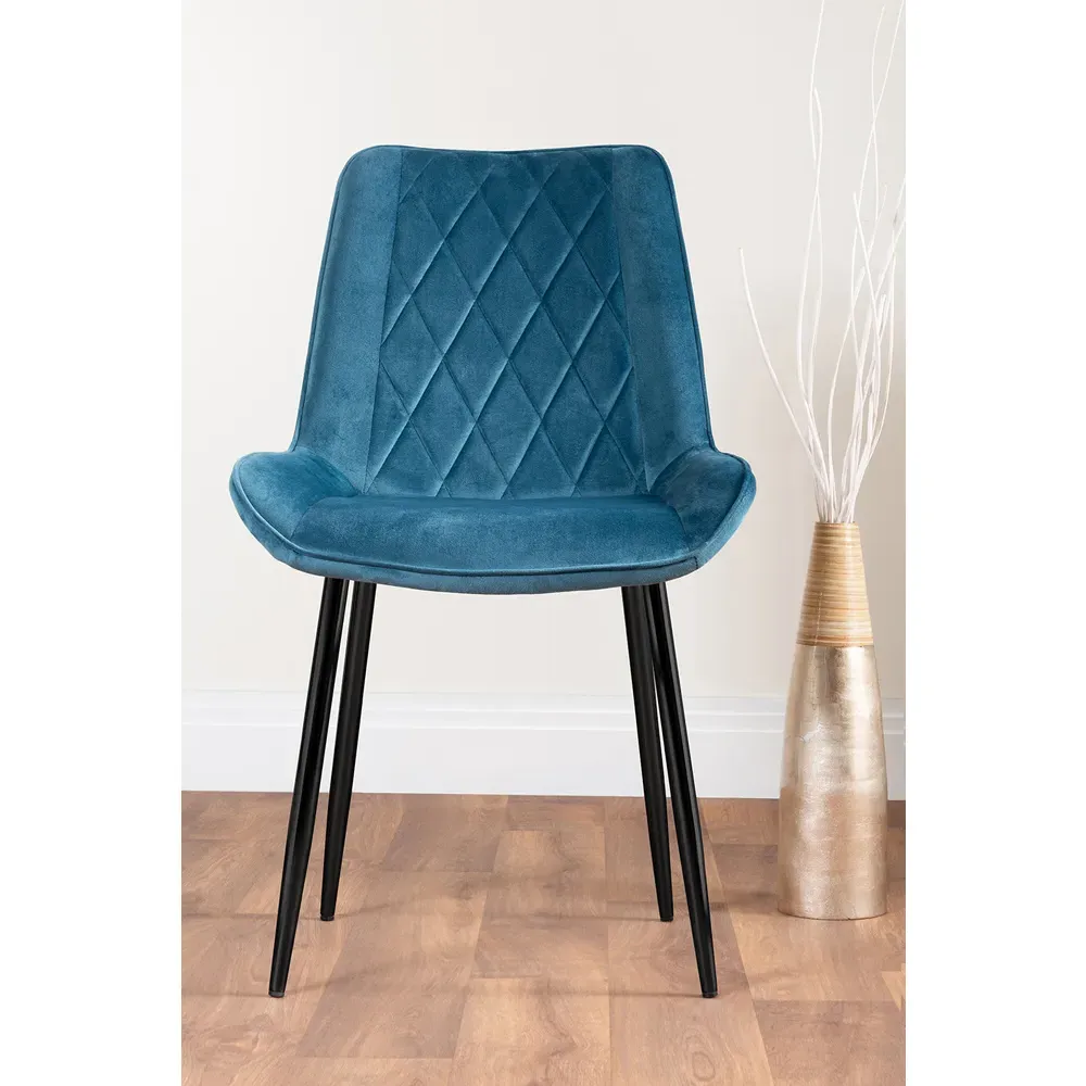 Cesano Set of 2 Dining Chairs - Blue, Velvet
