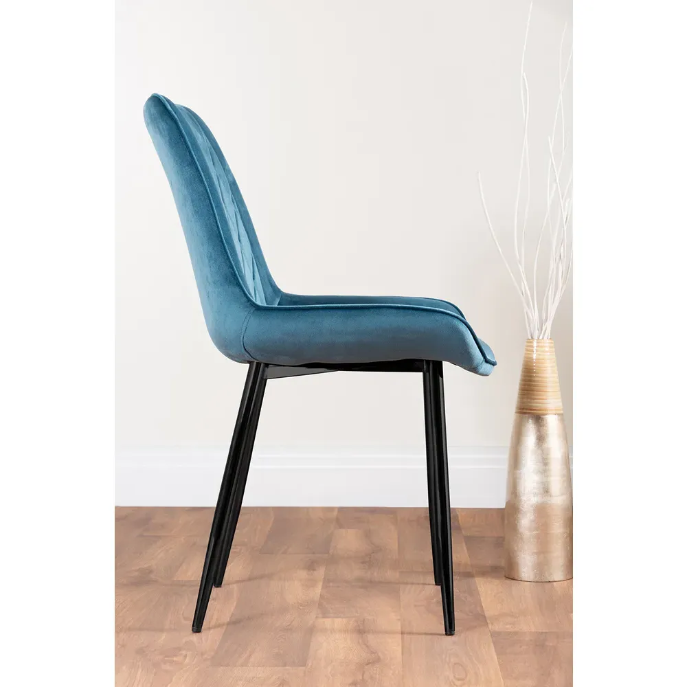 Cesano Set of 2 Dining Chairs - Blue, Velvet