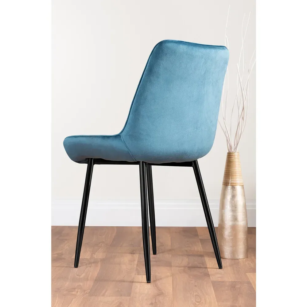 Cesano Set of 2 Dining Chairs - Blue, Velvet