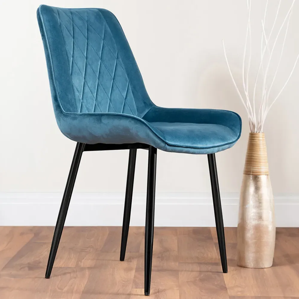 Cesano Set of 2 Dining Chairs - Blue, Velvet image