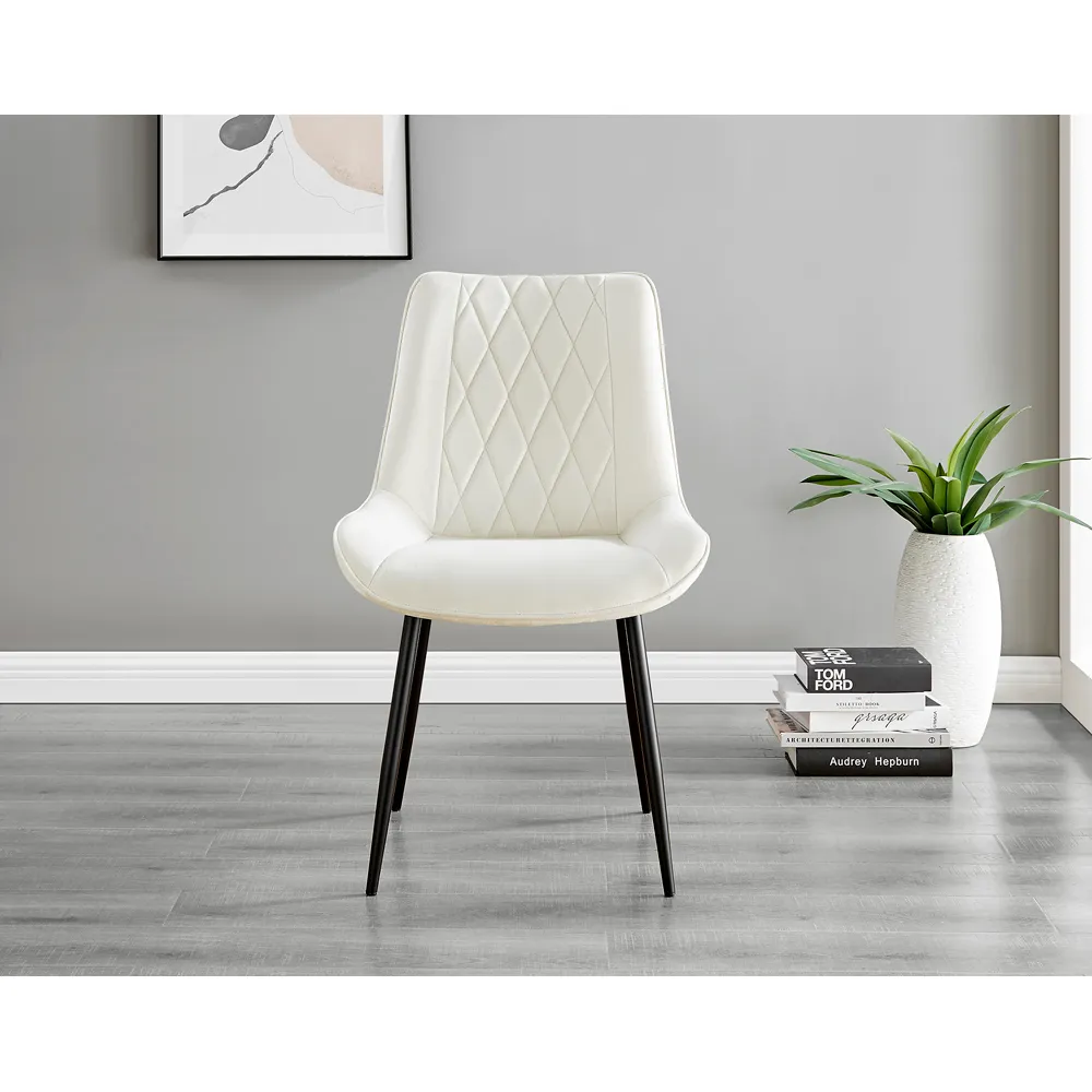 Cesano Set of 2 Dining Chairs - Cream, Velvet