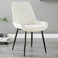 Cesano Set of 2 Dining Chairs - Cream, Velvet