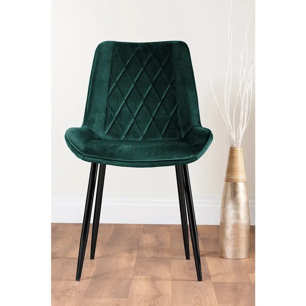 Cesano Set of 2 Dining Chairs - Green, Velvet