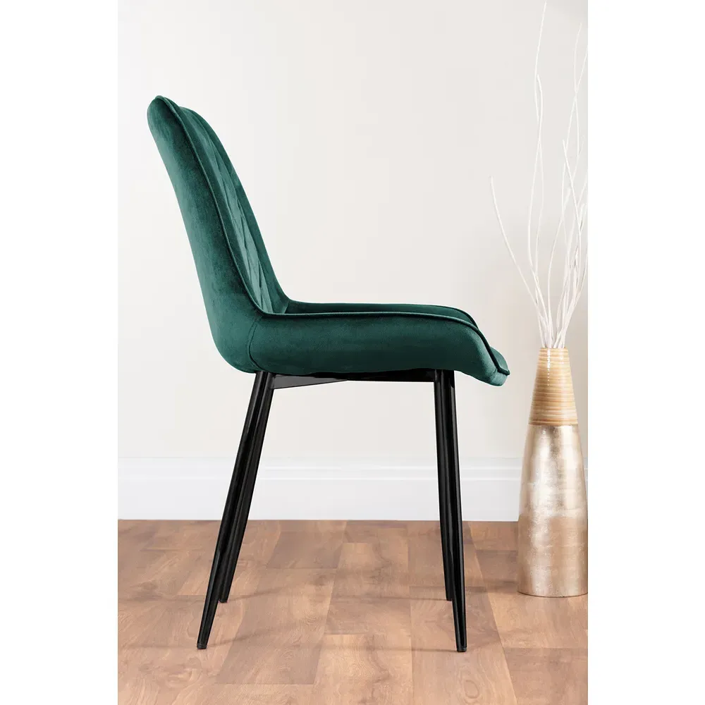 Cesano Set of 2 Dining Chairs - Green, Velvet