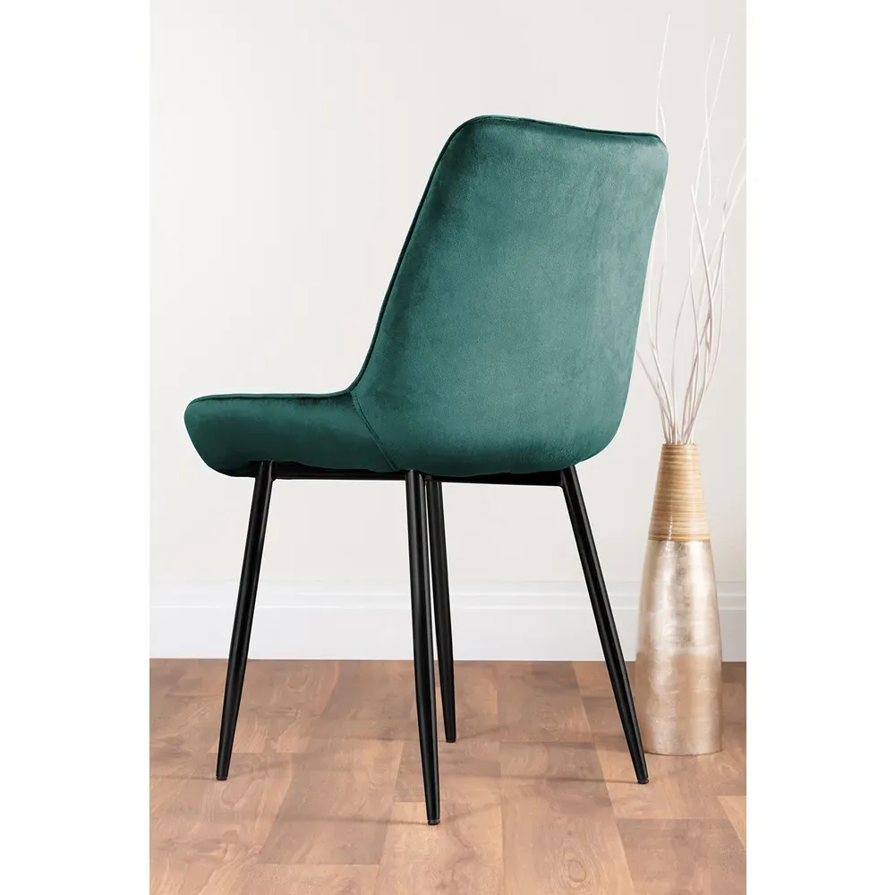 Cesano Set of 2 Dining Chairs - Green, Velvet