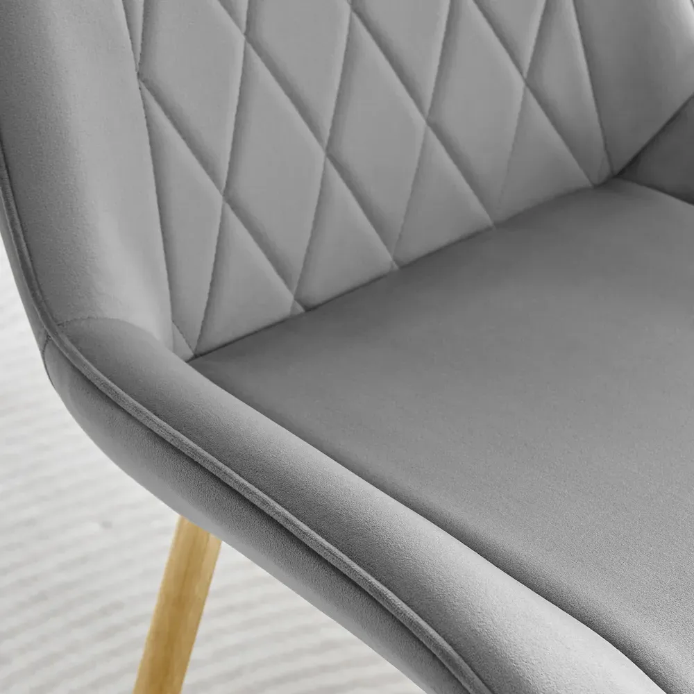 Cesano Set of 2 Dining Chairs - Grey, Velvet