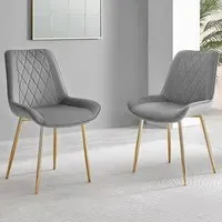 Cesano Set of 2 Dining Chairs - Grey, Velvet