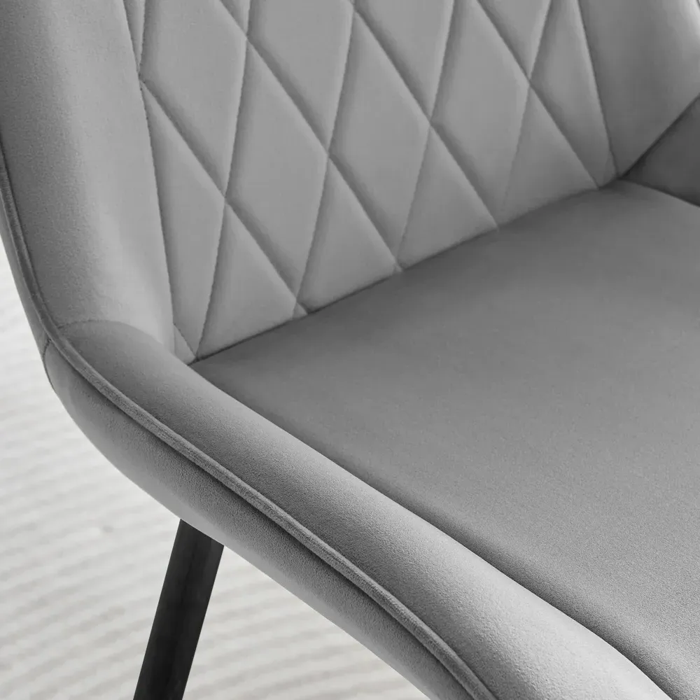 Cesano Set of 2 Dining Chairs - Grey, Velvet