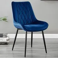 Cesano Set of 2 Dining Chairs - Navy Blue, Velvet