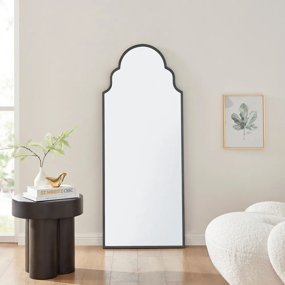 Clara Moroccan Arch Wall Mirror - Black, Metal