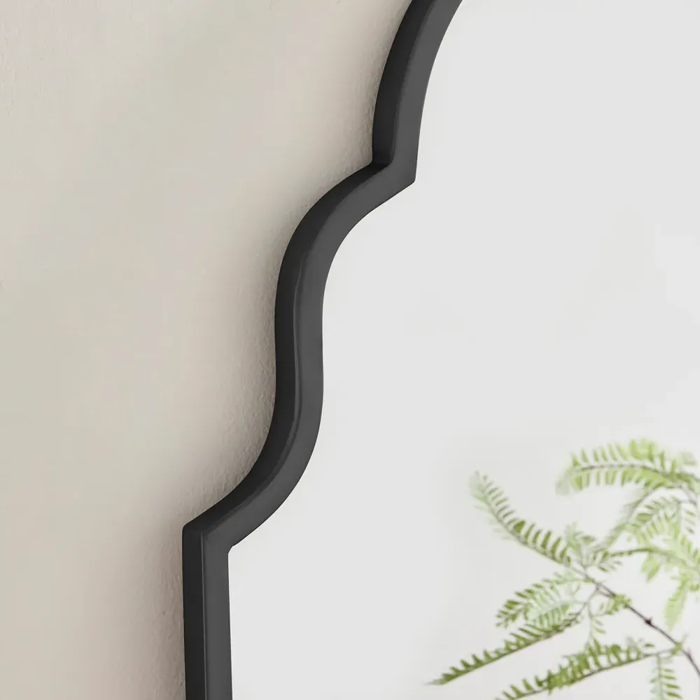 Clara Moroccan Arch Wall Mirror - Black, Metal