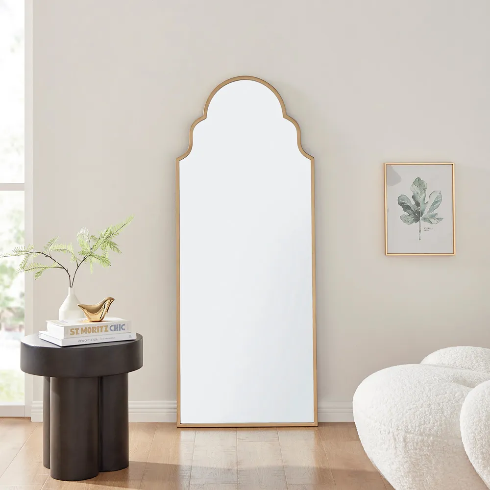 Clara Moroccan Arch Wall Mirror - Gold, Metal