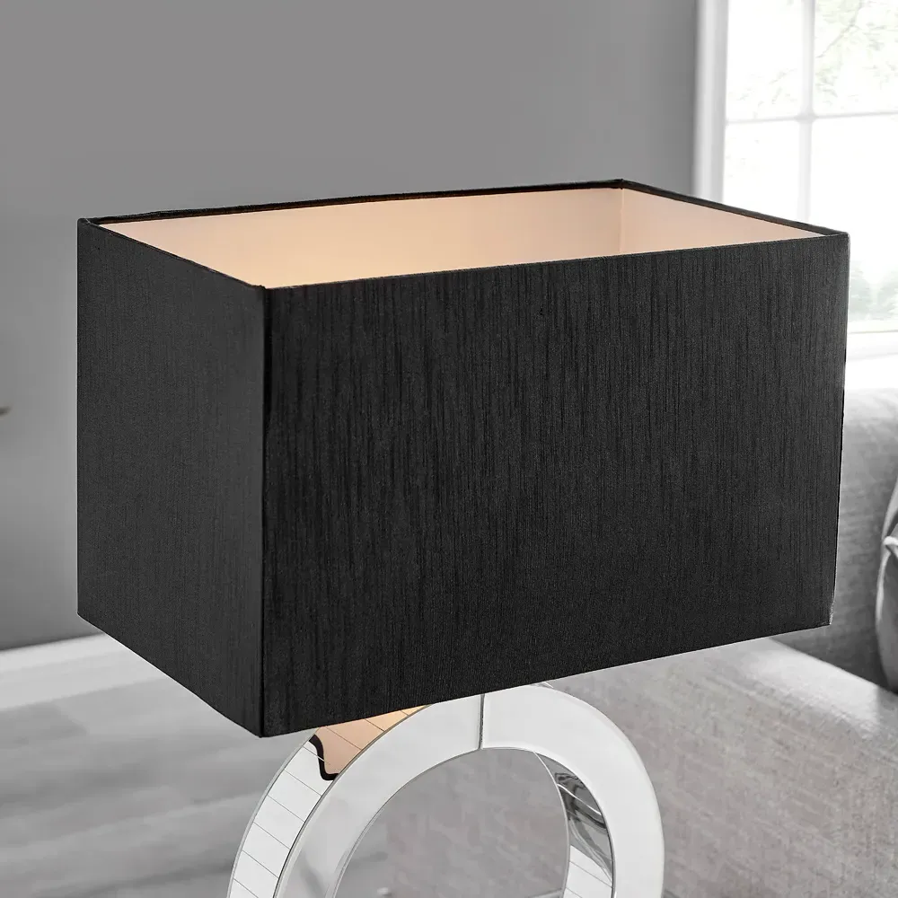 Cleo Table Lamp with Mirrored Base - Black