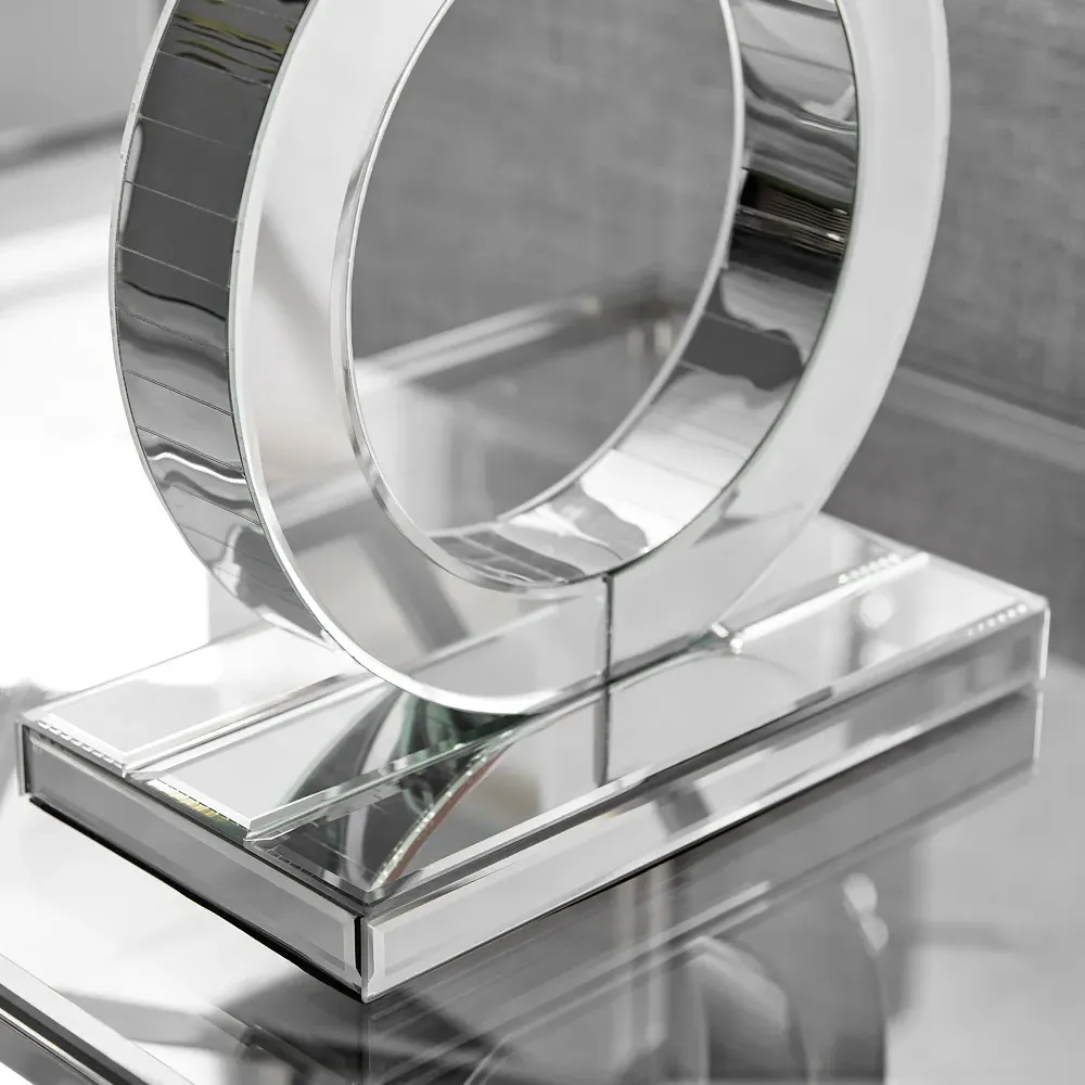 Cleo Table Lamp with Mirrored Base - Black