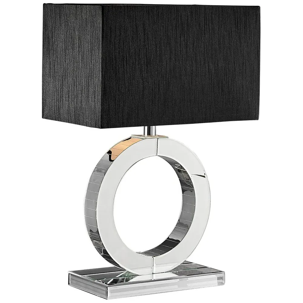 Cleo Table Lamp with Mirrored Base - Black