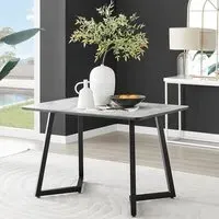 Copeland 4-Seater Rectangular Dining Table - White, Marble Effect