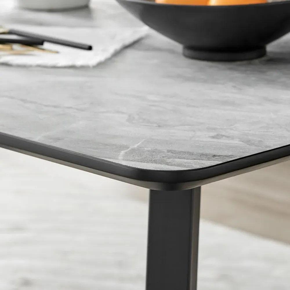 Copeland 6-Seater Dining Table - White, Marble Effect