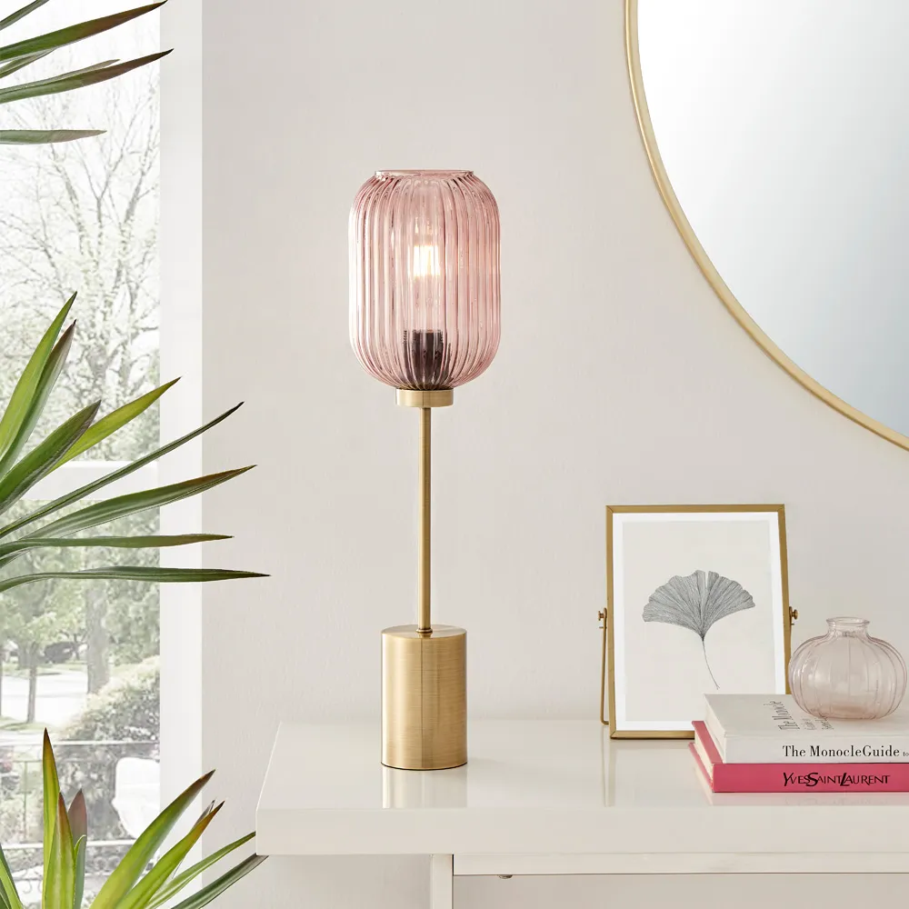 Corey Table Lamp - Pink, Glass