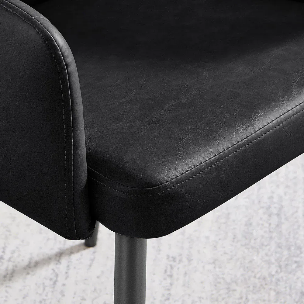 Cori Set of 2 Dining Chairs with Arms - Black, Faux Leather
