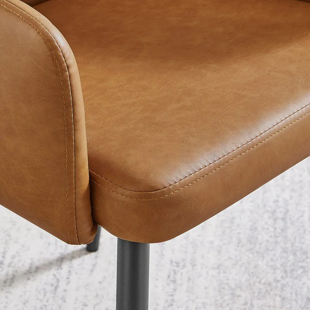 Cori Set of 2 Dining Chairs with Arms - Tan, Faux Leather