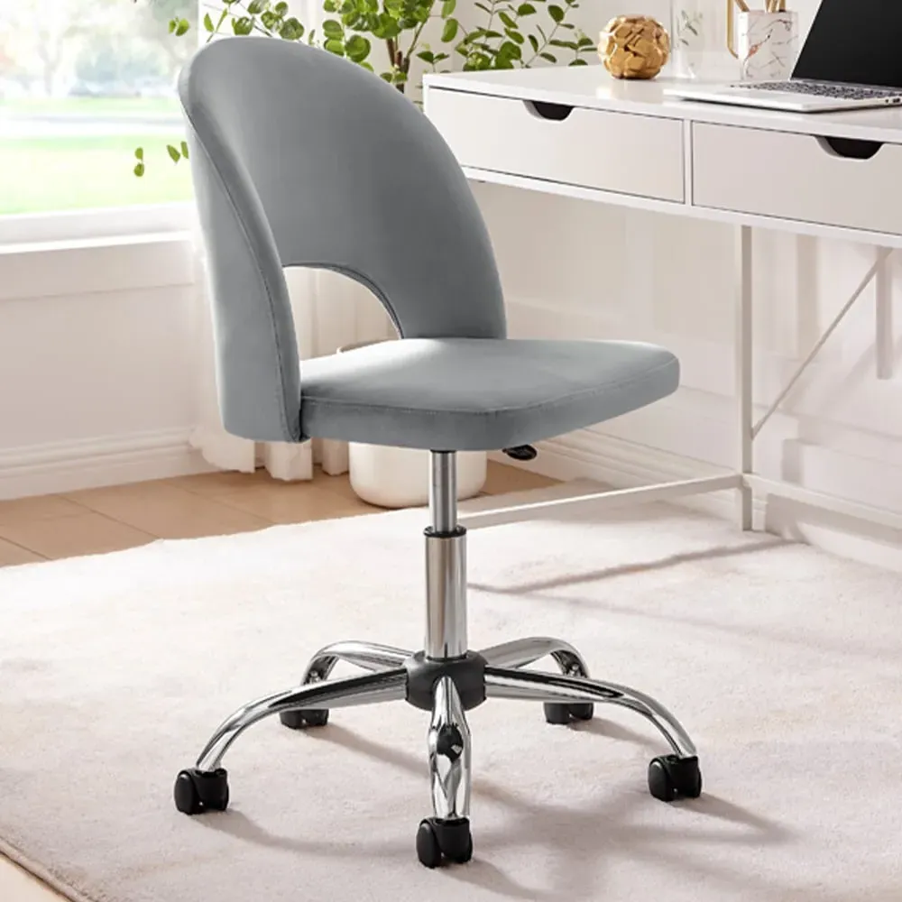 Courtez Office Chair with Gas Lift - Grey, Velvet image
