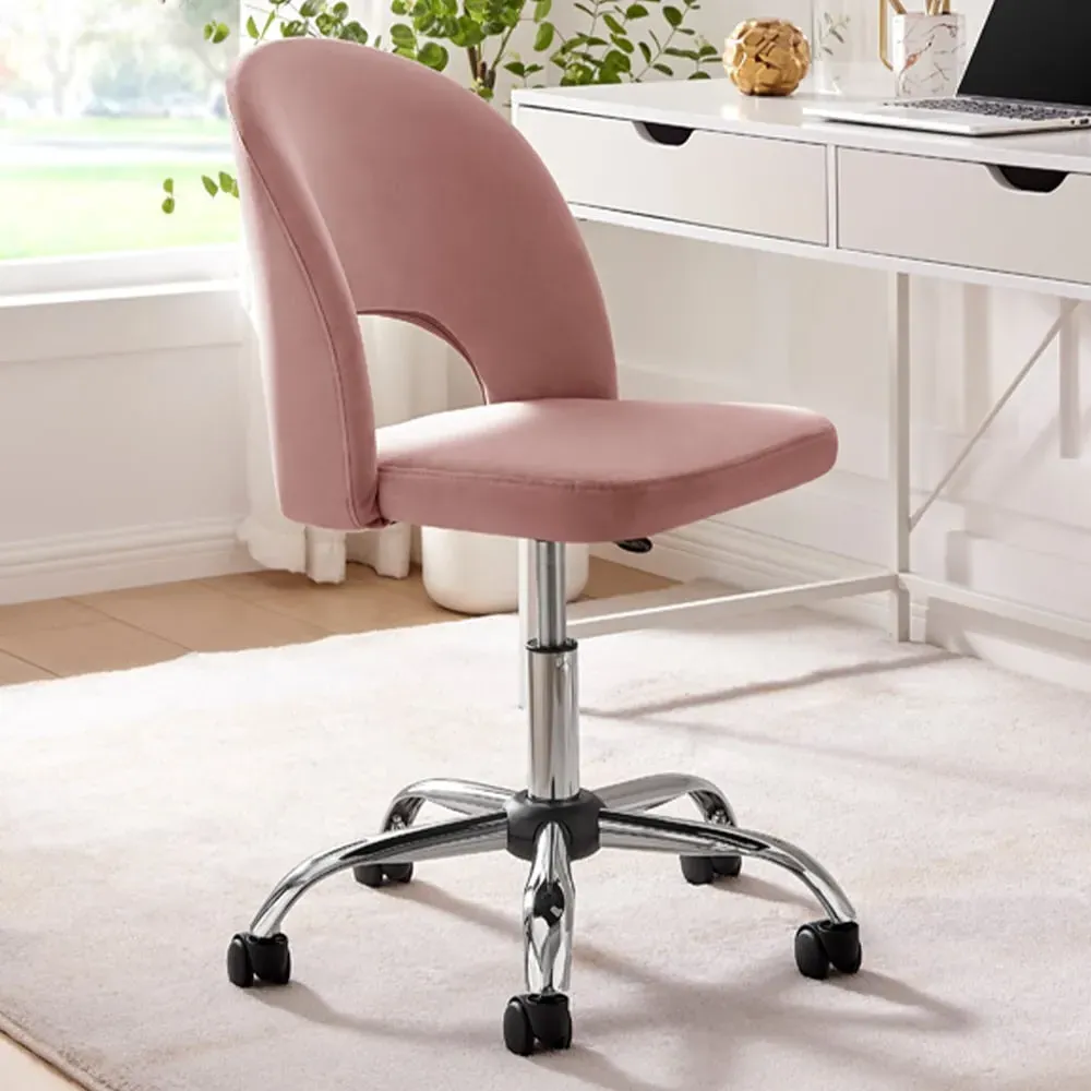 Courtez Office Chair with Gas Lift - Pink, Velvet