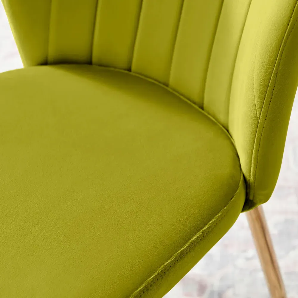 Daphne Set of 2 Dining Chairs - Green, Velvet