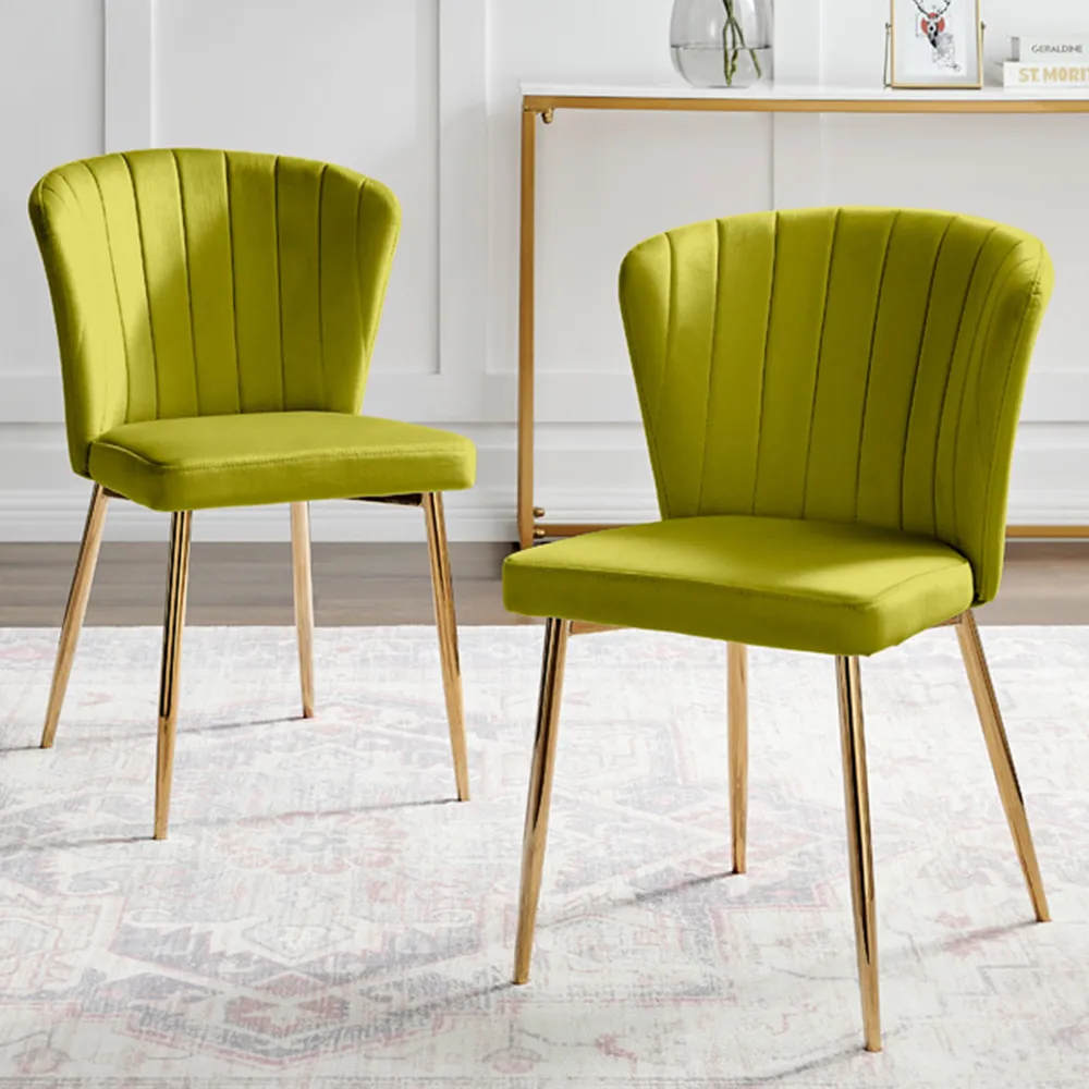 Daphne Set of 2 Dining Chairs - Green, Velvet image