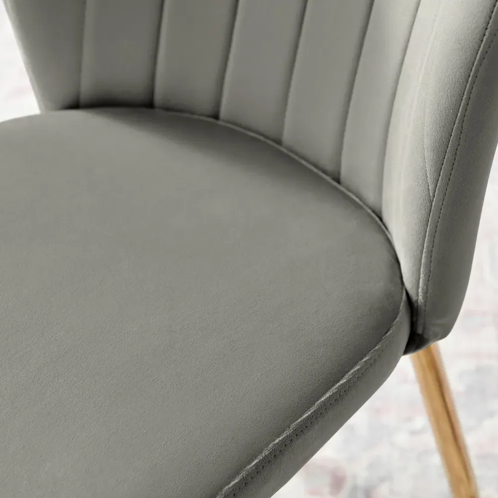 Daphne Set of 2 Dining Chairs - Grey, Velvet