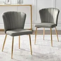 Daphne Set of 2 Dining Chairs - Grey, Velvet