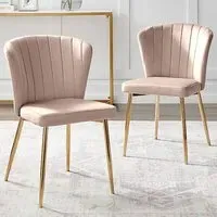 Daphne Set of 2 Dining Chairs - Pink, Velvet