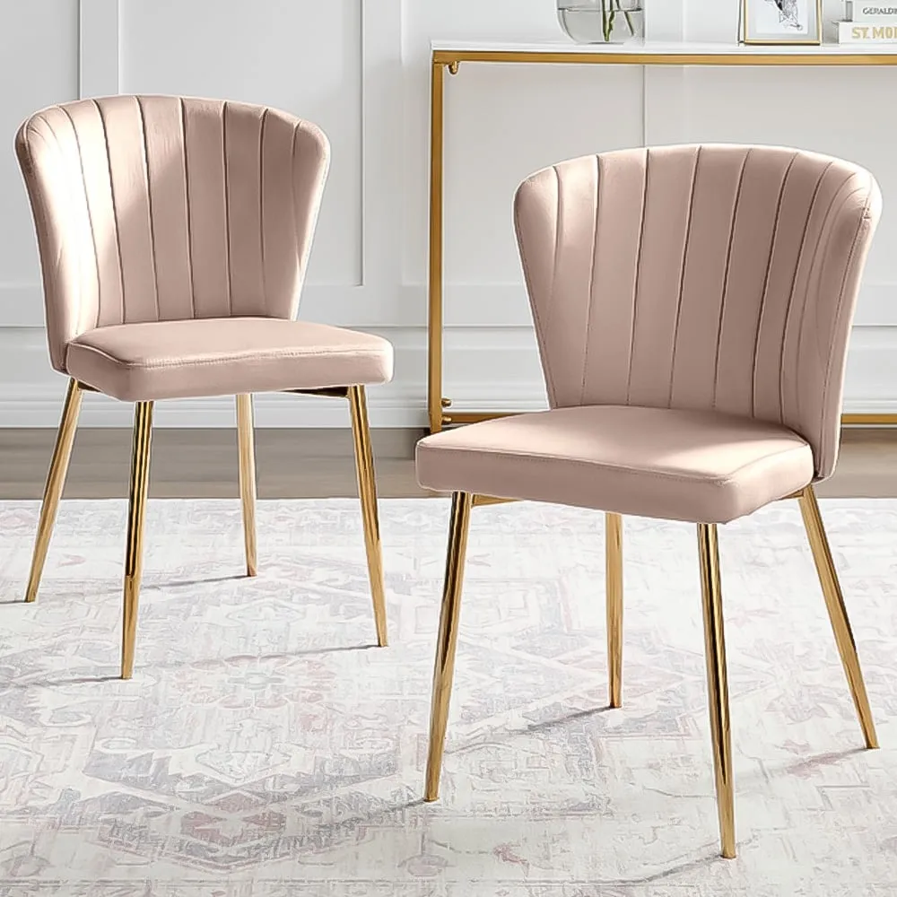 Daphne Set of 2 Dining Chairs - Pink, Velvet