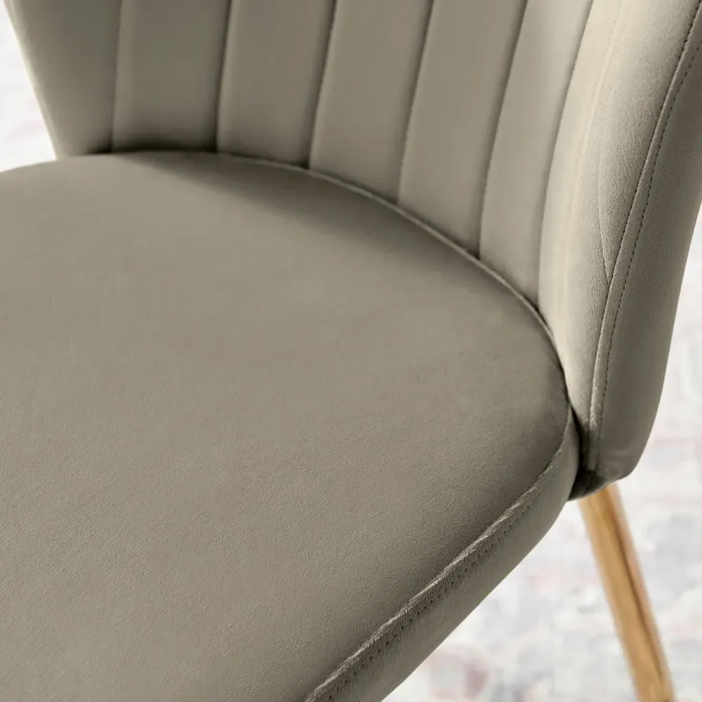 Daphne Set of 2 Dining Chairs - Taupe, Velvet