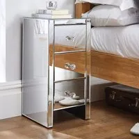 Donato 3 Drawer Bedside Table - Silver, Mirrored