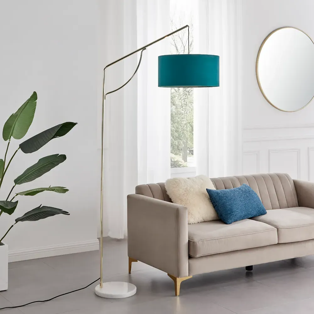 Dorothy Arc Floor Lamp - Teal, Marble
