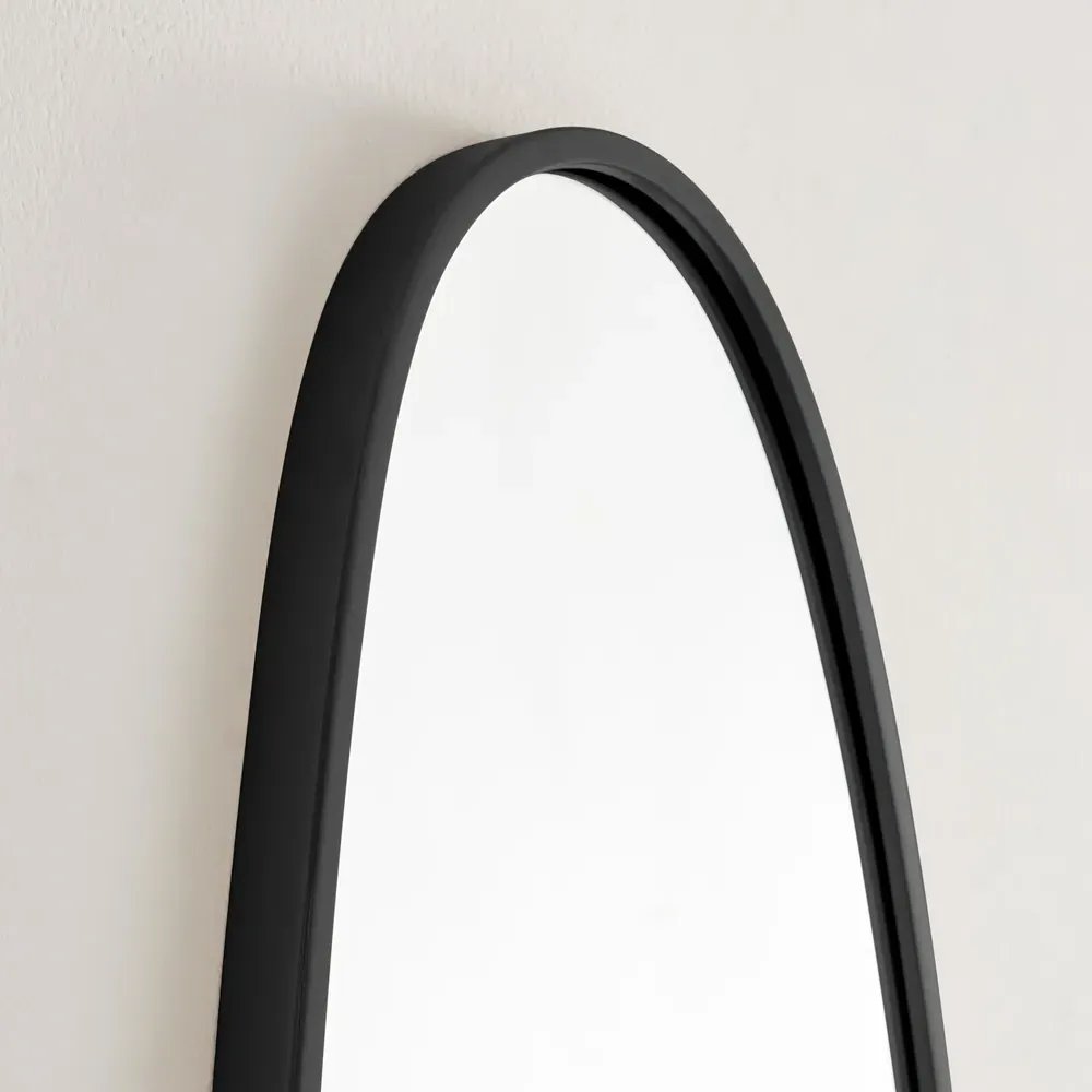 Elise Abstract Pebble Wall Mirror - Black, Iron