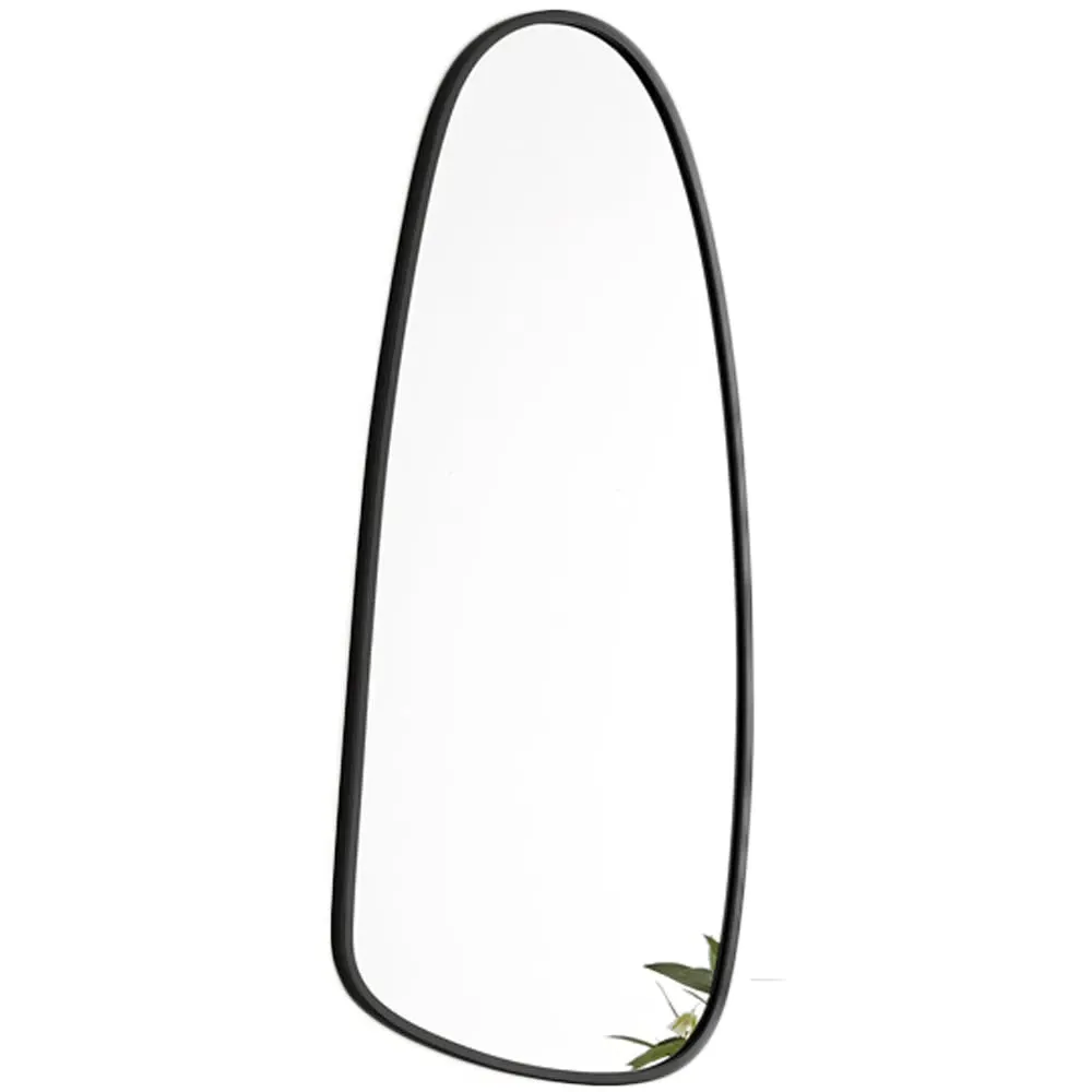 Elise Abstract Pebble Wall Mirror - Black, Iron image