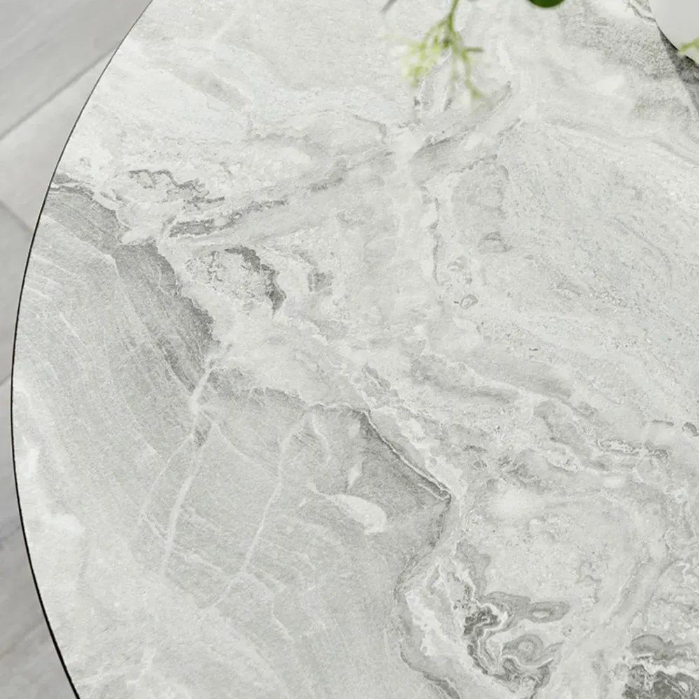 Elissa 2-Seater Round Dining Table - White, Marble Effect