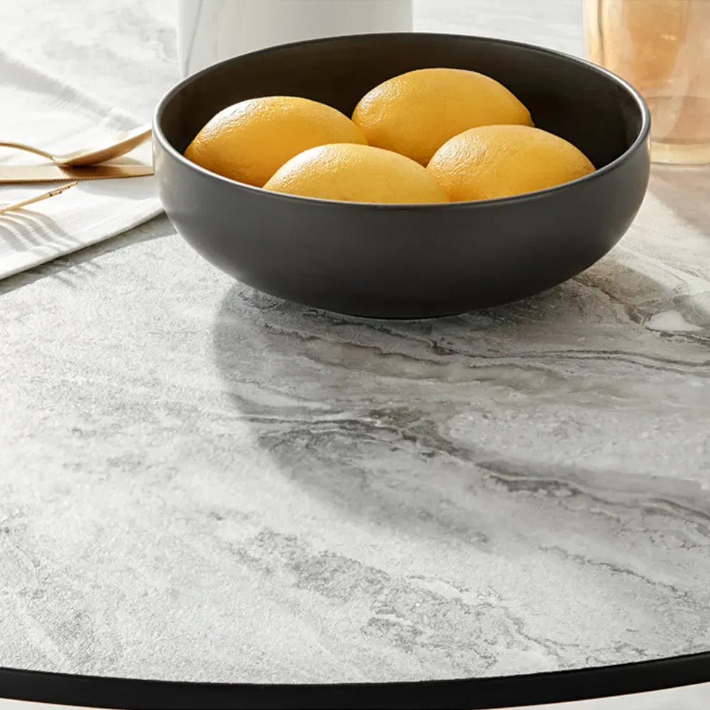 Elissa 2-Seater Round Dining Table - White, Marble Effect