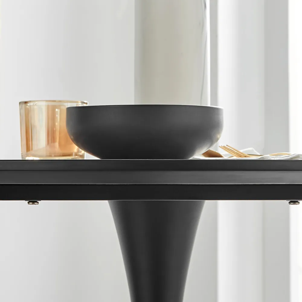 Elissa 2-Seater Round Dining Table - White, Marble Effect