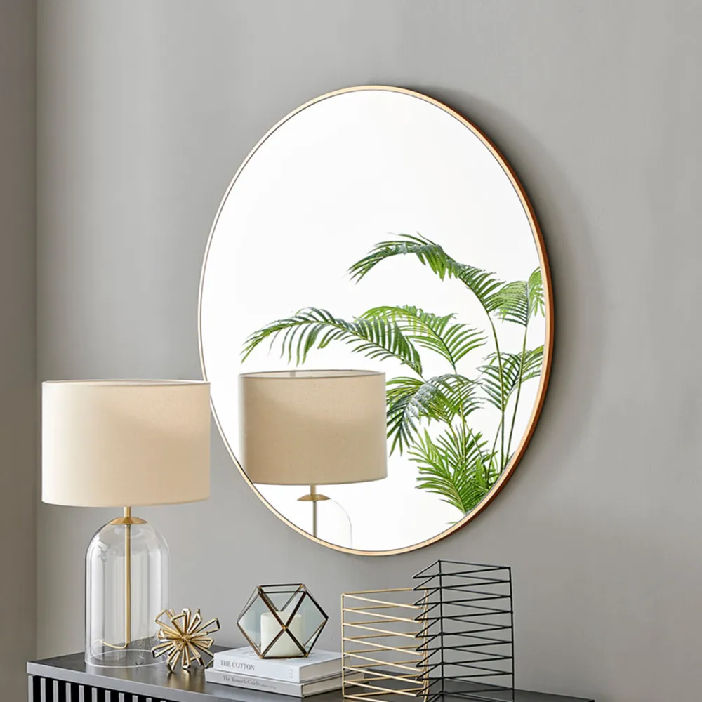 Emma Round Wall Mirror 100cm - Brown, Copper