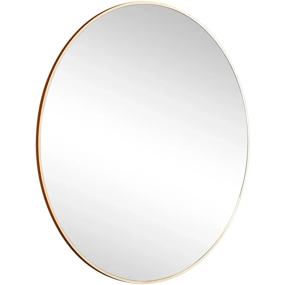 Emma Round Wall Mirror 100cm - Brown, Copper