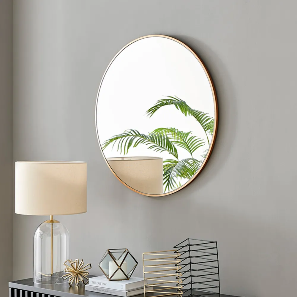 Emma Round Wall Mirror 80cm - Brown, Copper