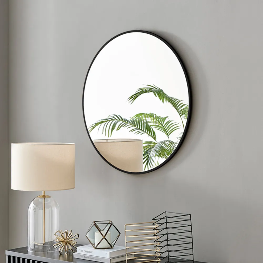 Emma Round Wall Mirror - Black, Metal